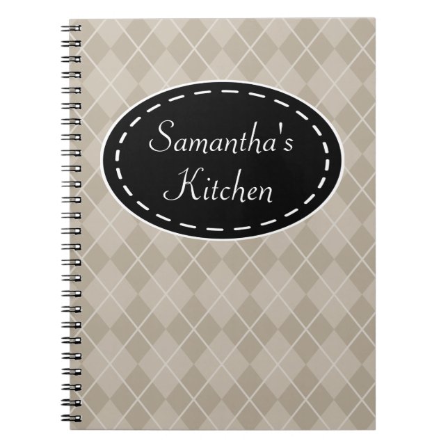 Personalized Argyle Kitchen Recipe Notebook Gift (Front)