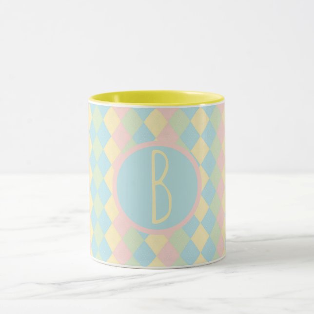 Personalized Argyle spring pastel colored pattern Mug (Center)