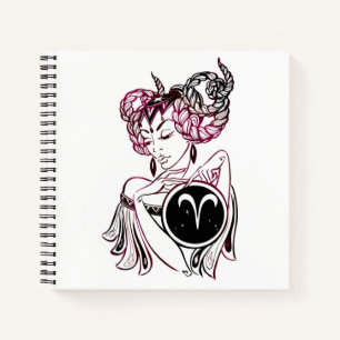 Personalized Aries Art Deco Lady Notebook