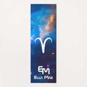Personalized Aries Zodiac Blue Yoga Mat