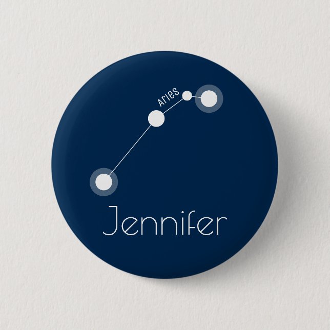 Personalized Aries Zodiac Constellation 2 Inch Round Button (Front)