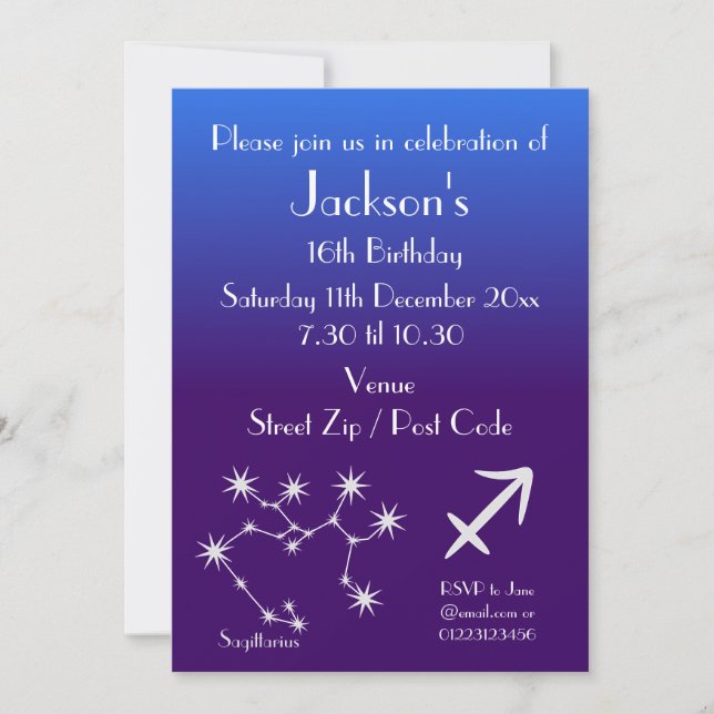 Personalized Aries Zodiac Galaxy Party Invitation (Front)