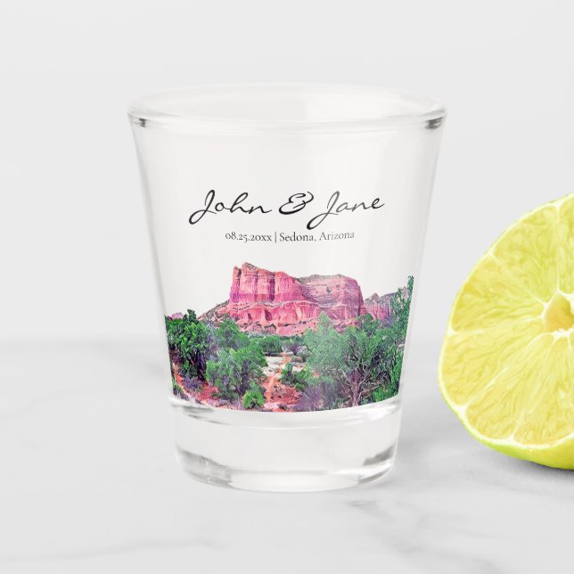 Personalized Arizona Painted Mountains Shot Glass (Front)