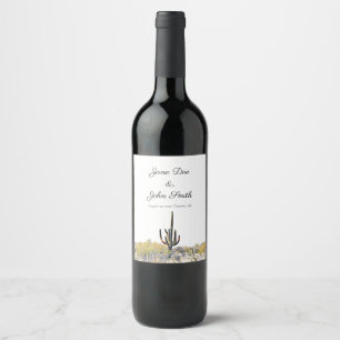 Personalized Arizona Saguaro Cactus Desert Wedding Wine Label