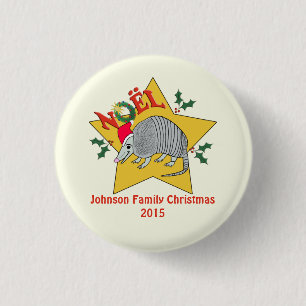 Personalized  Armadillo Santa Star Christmas 1 Inch Round Button