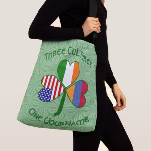 Personalized Armenia Ireland USA Shamrock Crossbody Bag