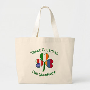 Personalized Armenia Ireland USA Shamrock  Large Tote Bag