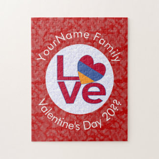 Personalized Armenian Red Letters LOVE Flag Jigsaw Puzzle