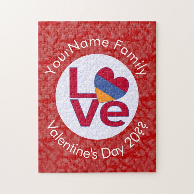 Personalized Armenian Red Letters LOVE Flag Jigsaw Puzzle (Vertical)