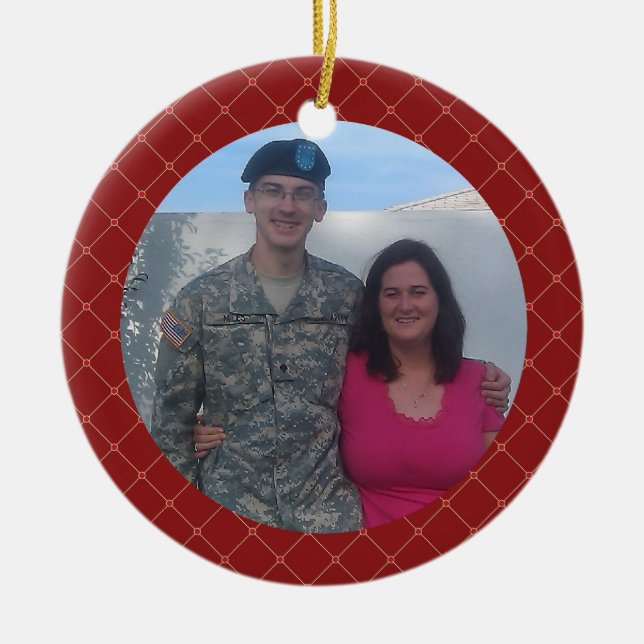 Personalized Army Family Christmas Keepsake Gift Ceramic Ornament (Front)