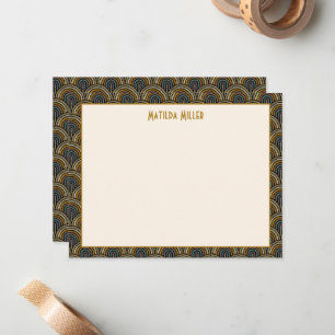 Personalized Art Deco Embroidered-Style Note Card
