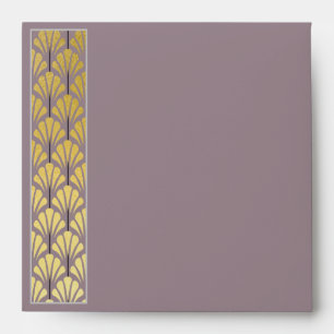 Personalized Art Deco Fan Ornament Mauve Gold Foil Envelope