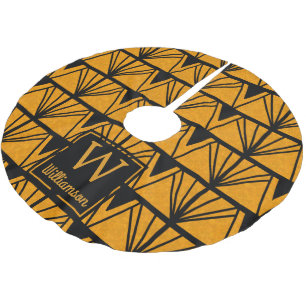 Personalized - Art Deco Glam Amber & Black Brushed Polyester Tree Skirt
