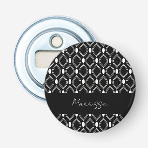 Personalized Art Deco Pearls Black White Pattern Bottle Opener