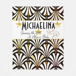Personalized Art Deco Star Fleece Blanket