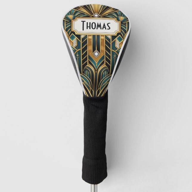 Personalized Art Deco Style Golf Head Cover (Front)