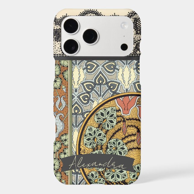 Personalized Art Deco Vintage Lily Pattern iphone (Back)