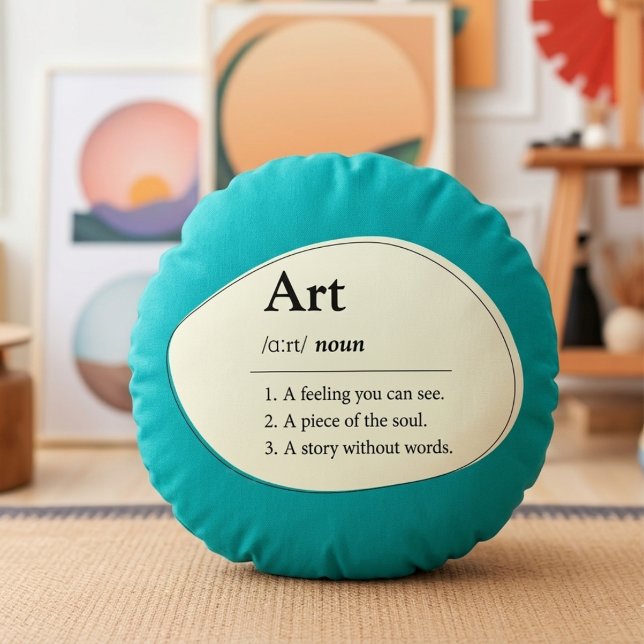 Personalized Art Dictionary Style Teal Pillow (Fully customizable pillow for art lovers)