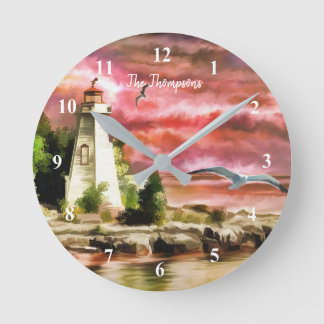 Personalized Art Lighthouse Wall Clock