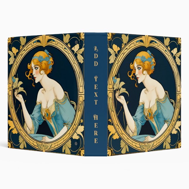 Personalized Art Nouveau Design 3-Ring Binder (Background)