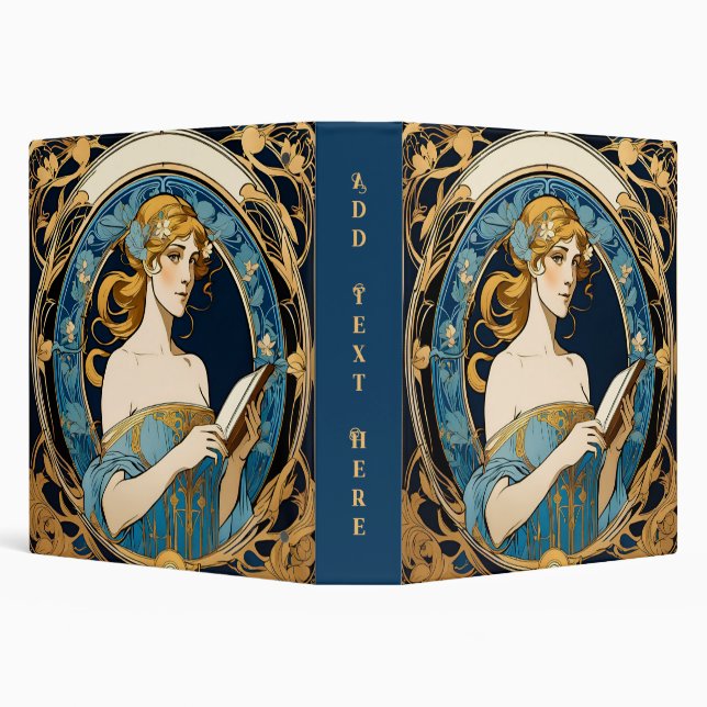 Personalized Art Nouveau Design 3-Ring Binder (Background)