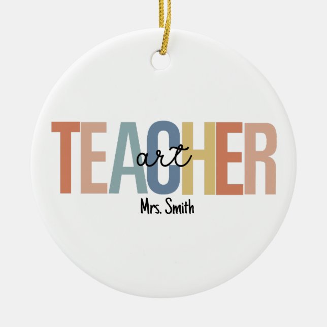 Personalized Art Teacher Christmas Ceramic Ornament (Front)