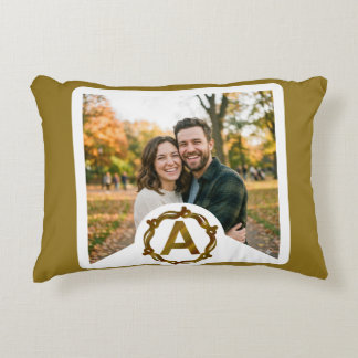 Personalized Artisan Monogram A | Wood Frame Accent Pillow