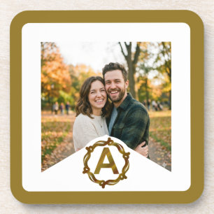 Personalized Artisan Monogram A   Wood Frame Coaster