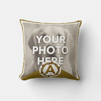 Personalized Artisan Monogram A | Wood Frame Throw Pillow