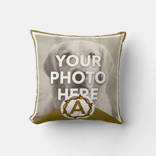 Personalized Artisan Monogram A | Wood Frame Throw Pillow (Front)