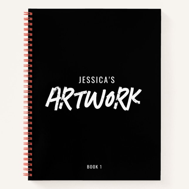 Personalized Artist Artwork Sketchbook Black Notebook (Front)