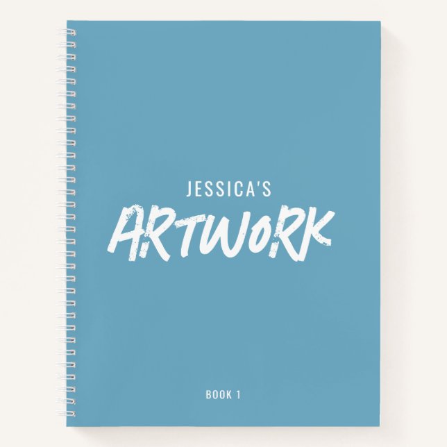 Personalized Artist Artwork Sketchbook Blue Notebook (Front)