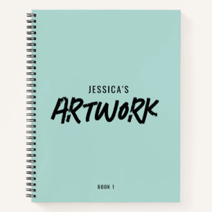 Personalized Artist Artwork Sketchbook Mint Green Notebook