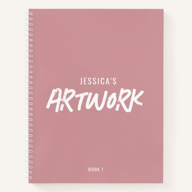 Personalized Artist Artwork Sketchbook Pink Notebook (Front)