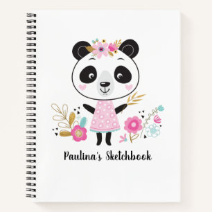 Personalized Artist Pink White Sketchbook Notebook