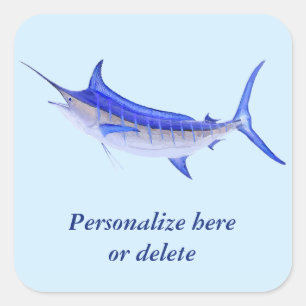 Personalized Artistic Blue Marlin Fish Square Sticker