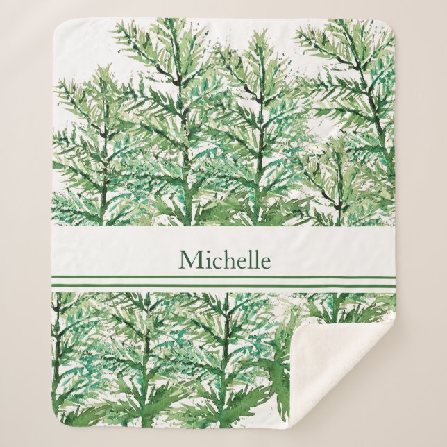 Personalized Artistic Hand-painted Tree Pattern Sherpa Blanket (Front)