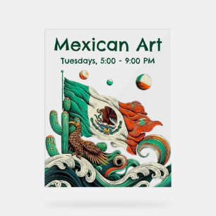 Personalized Artistic Mexican flag and eagle Acrylic Sign