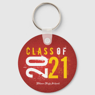 Personalized Artistic Red and Yellow Class of 2021 Keychain