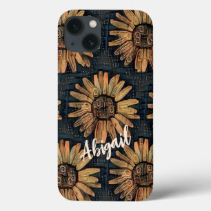 Personalized Artistic Sunflower Pattern iPhone 13 Case