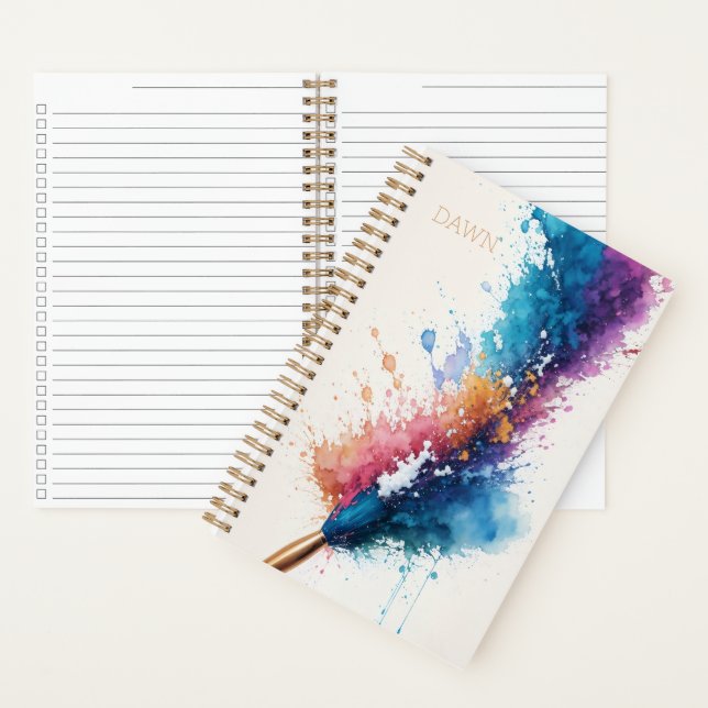 Personalized Artist's Brush Watercolor Splash  Notebook (Inside)