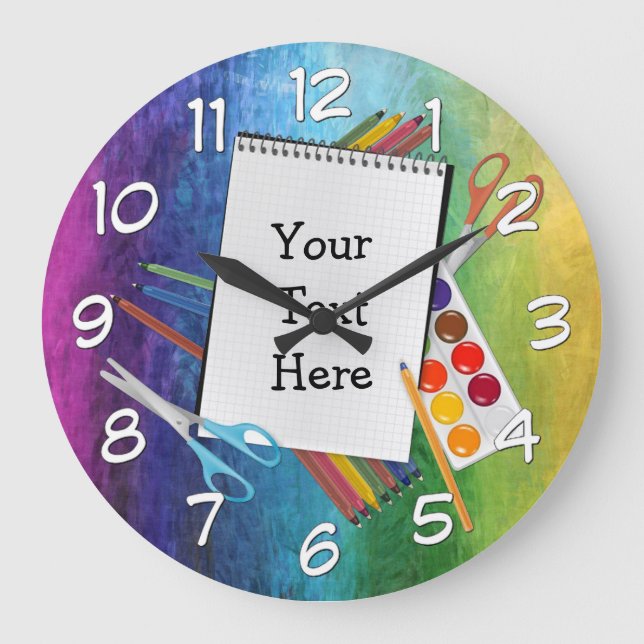Personalized Artsy Craft Supplies Rainbow Clock (Front)