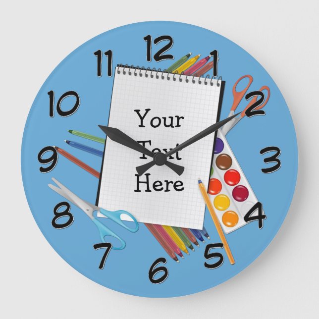 Personalized Artsy Craft Supplies Wall Clock (Front)