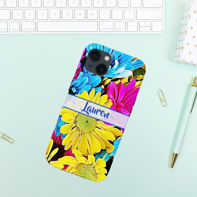 Personalized Artsy Floral Daisy Name Case-Mate iPhone Case (Creator Uploaded)