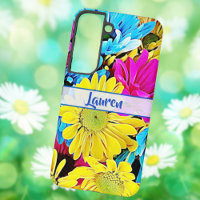 Personalized Artsy Floral Daisy Name  Samsung Gala