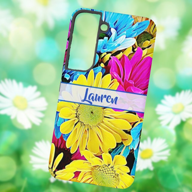 Personalized Artsy Floral Daisy Name  Samsung Gala Samsung Galaxy S22 Case (Creator Uploaded)