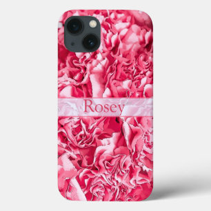 Personalized Artsy Pink Rose Name iPhone 13 Case