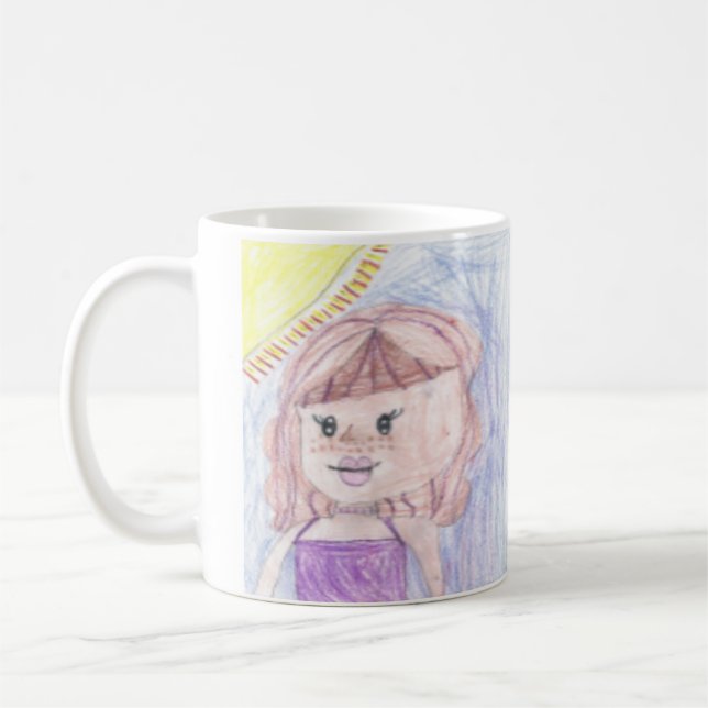 Personalized artwork drawings child to this cute coffee mug (Left)
