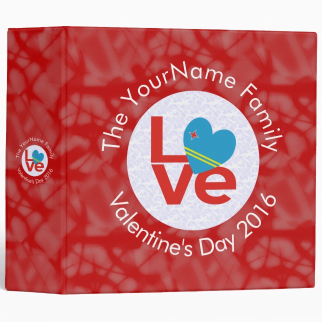 Personalized Aruban Red LOVE Flag Binder (Front/Spine)