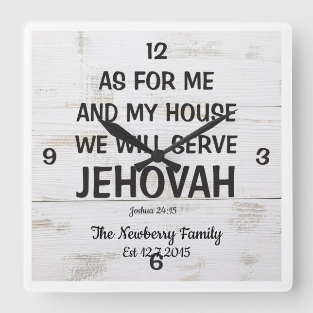 Personalized "As for me and my house" wall clock (Front)